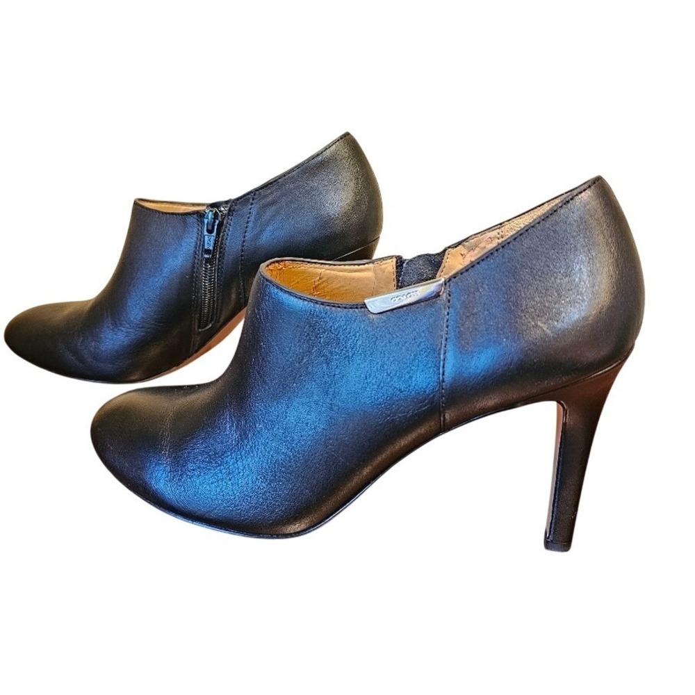 Coach Seneca Black Leather Ankle Booties Stiletto Shooties Q5501 Size 10B
